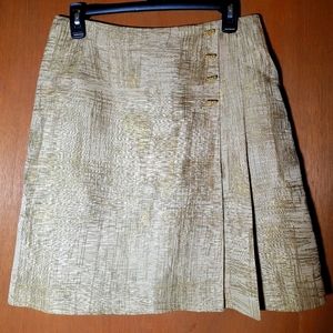 Vtg Silk Gold Faux Wrap Skirt Size Medium